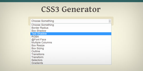 Screenshot of the CSS3 Generator web app